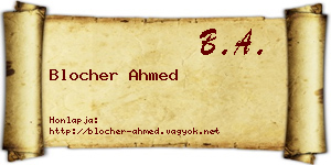 Blocher Ahmed névjegykártya